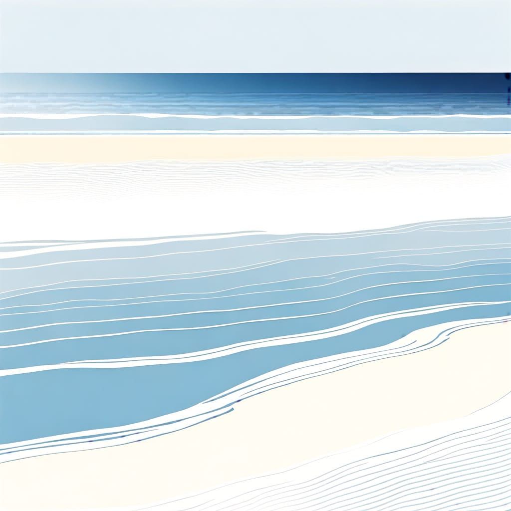Simplistic Winter Beachscape in Monochromatic Hues