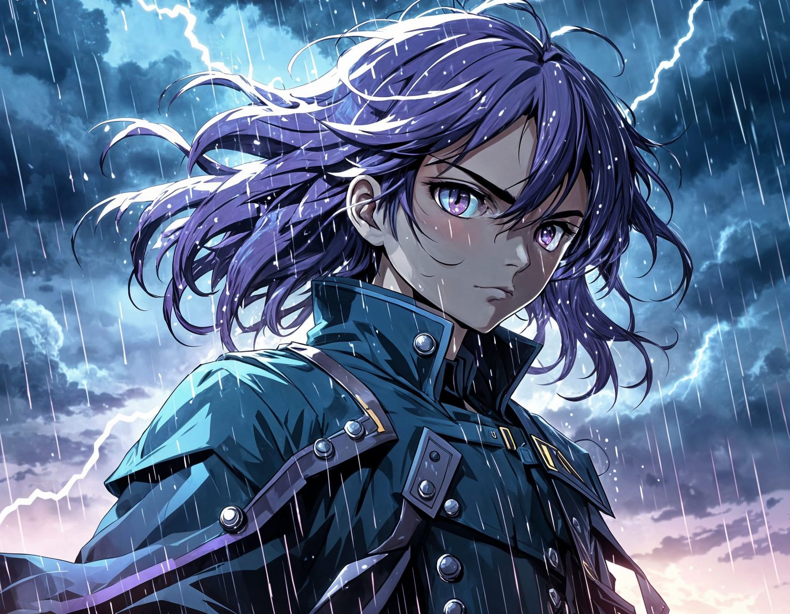 Anime Weather Supervillain with Storm Cloud Hair