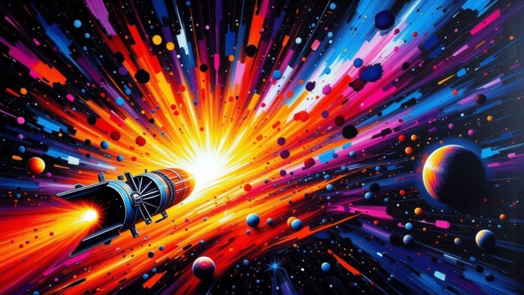 Plasma Satellite Views Exoplanet in Vivid Impasto Style