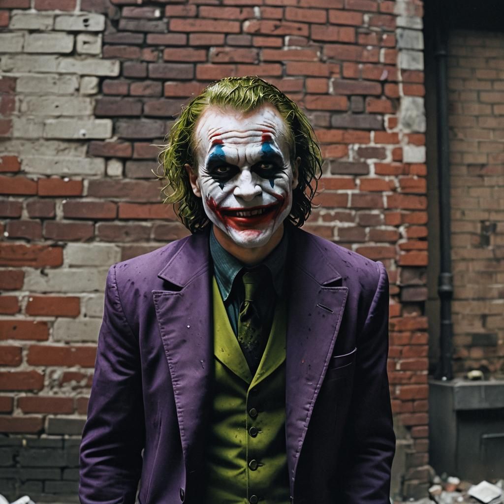 Joker Laughing Maniacally in Gritty Gotham, Film Noir