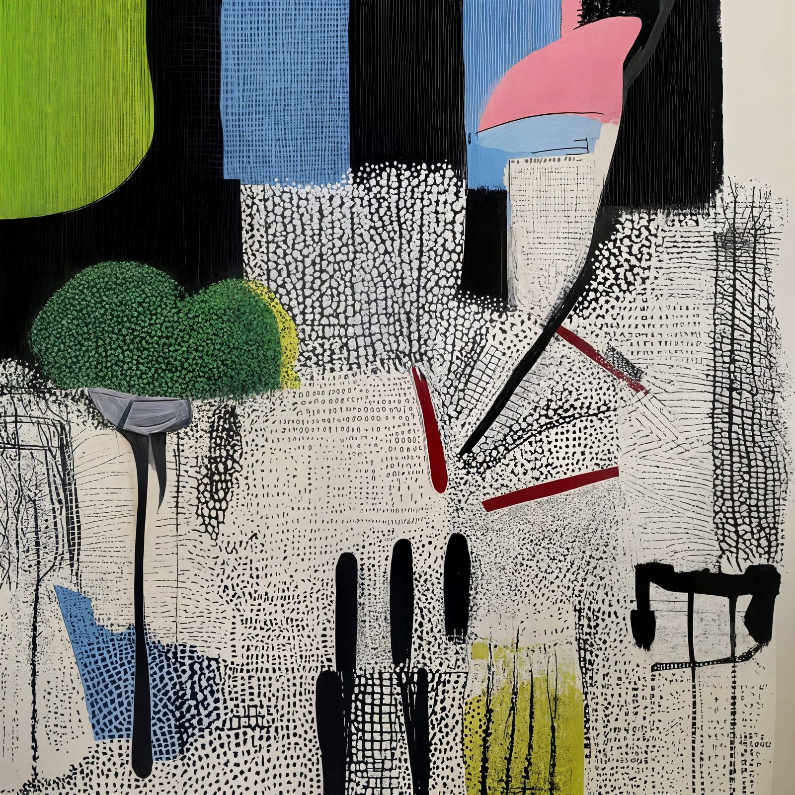 Modern Abstract Garden Painting in Bold Colors