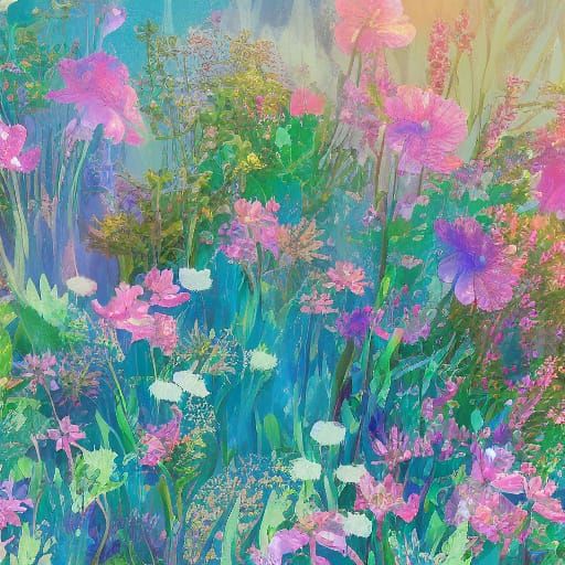 Crystal Flowers With Opal Splashes - Anime Style