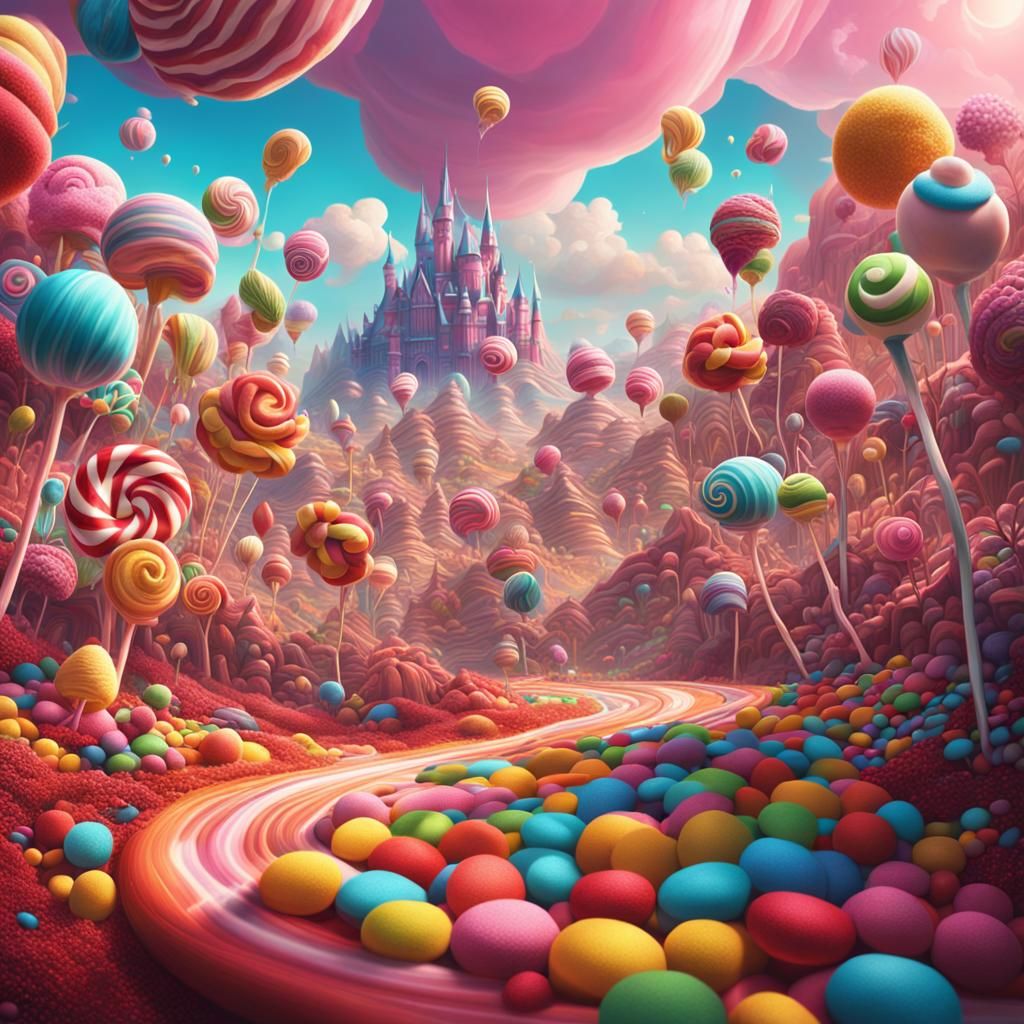 Vibrant Candy Land Digital Matte Painting