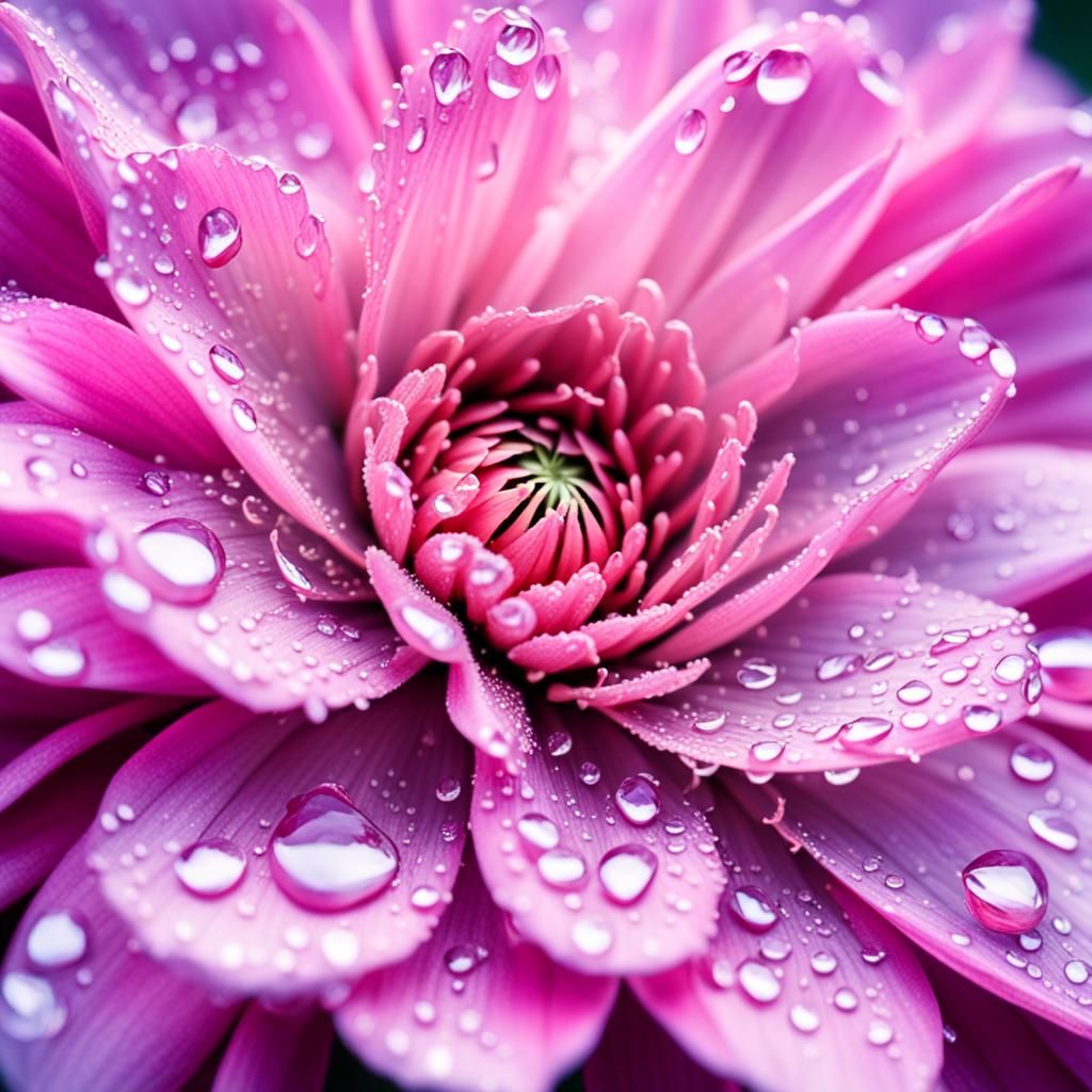 Dew Drops on Light Pink Flower Petal