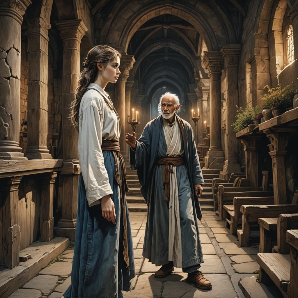 Compassion in an Old Chapel: Fantasy Concept Art