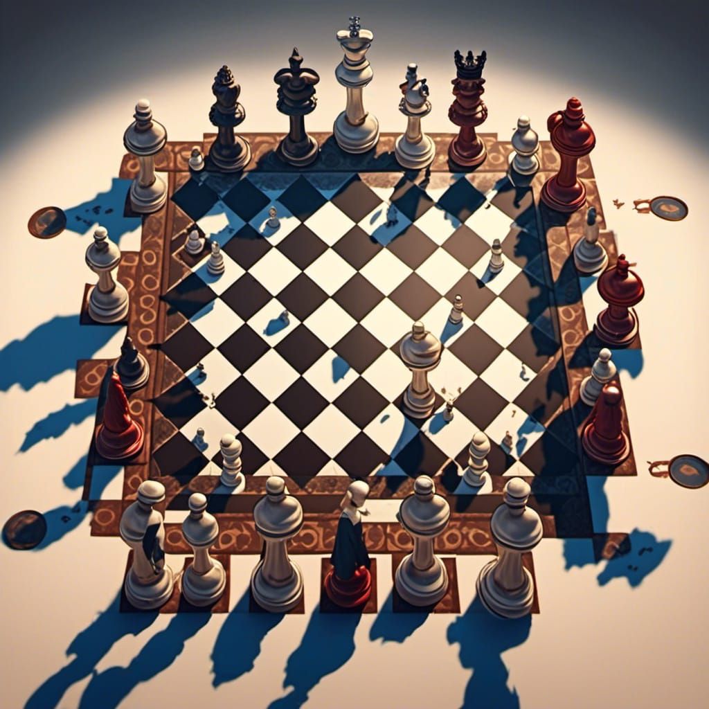 <lora:Animation:1.0>  A surreal chess game played on a chess...
