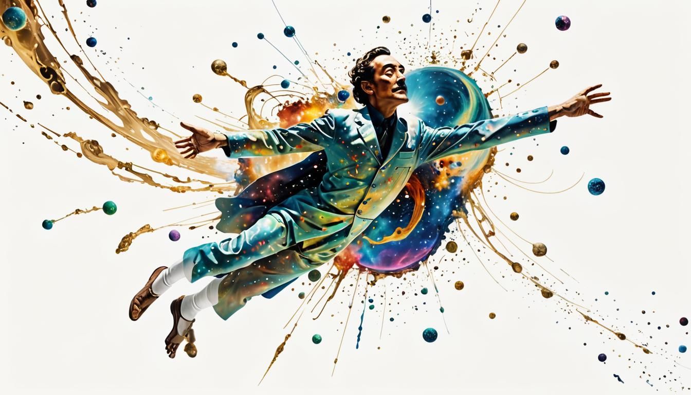 Alien Amidst Cosmic Vortex in Vibrant Colors