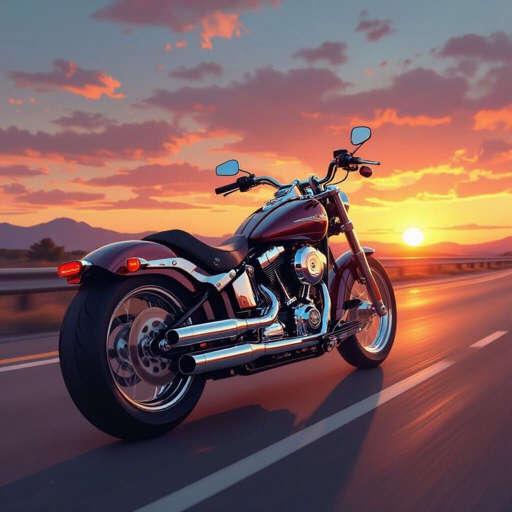 Harley Davidson Motorcycle in Retro-Futuristic Style