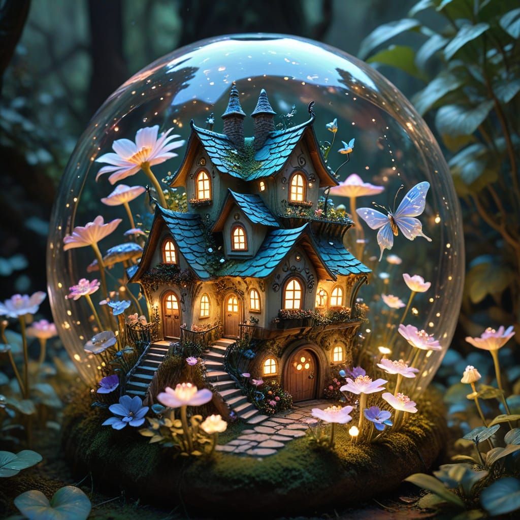 Enchanted Fairy Village in Luminous Flower