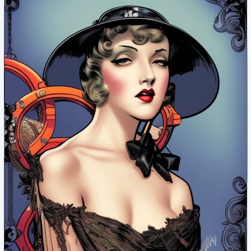 1920s Socialite in Comic Book Art Style