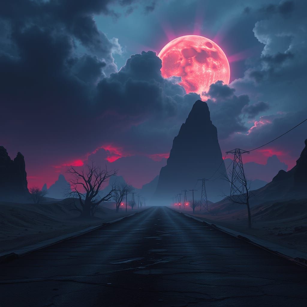 Fantasy Concept Art of Dystopian Boulevard