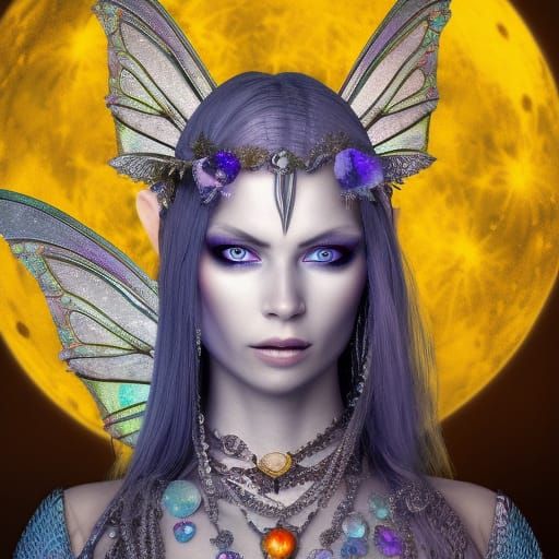 Warrior Witch Portrait with Silver Armor under Saturn