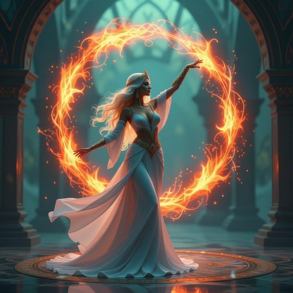 Mystical Ethereal Being in Vibrant Swirling Energies