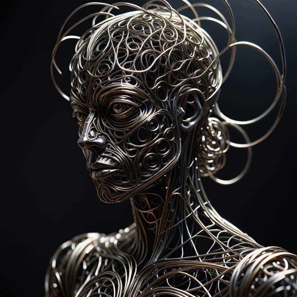 Detailed Wire Sculpture Inspired by Abstract Expressionism