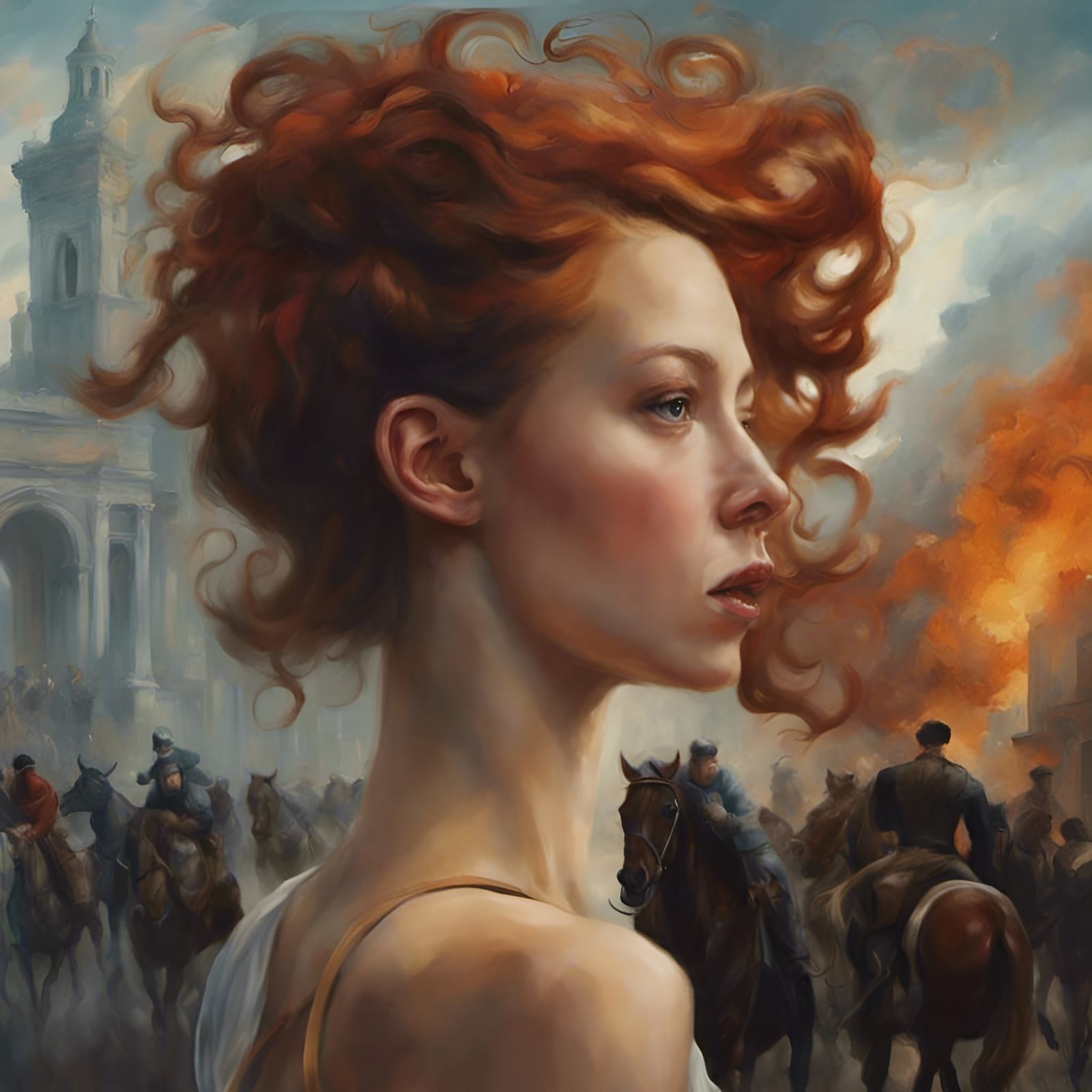 Terrified Woman in Dramatic, Detailed Scene