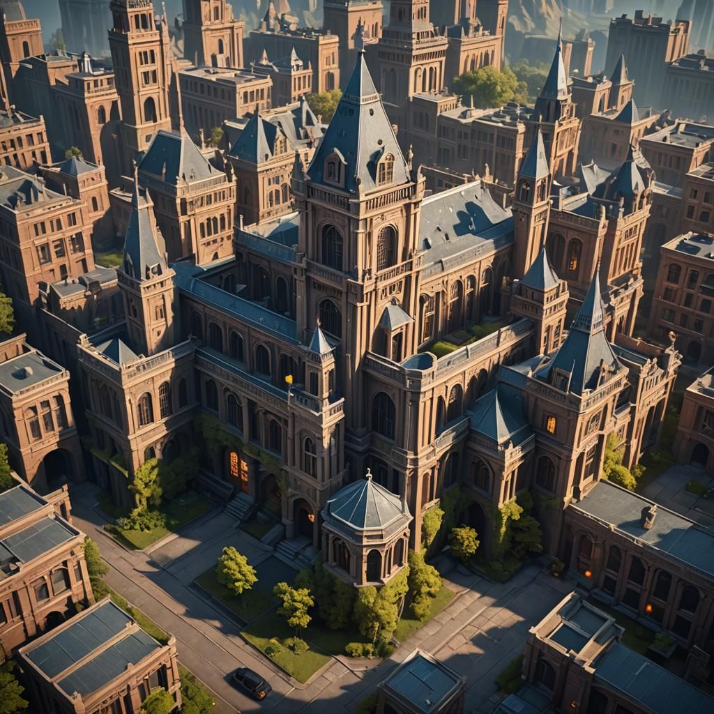 Detailed Matte Painting of a Spy School