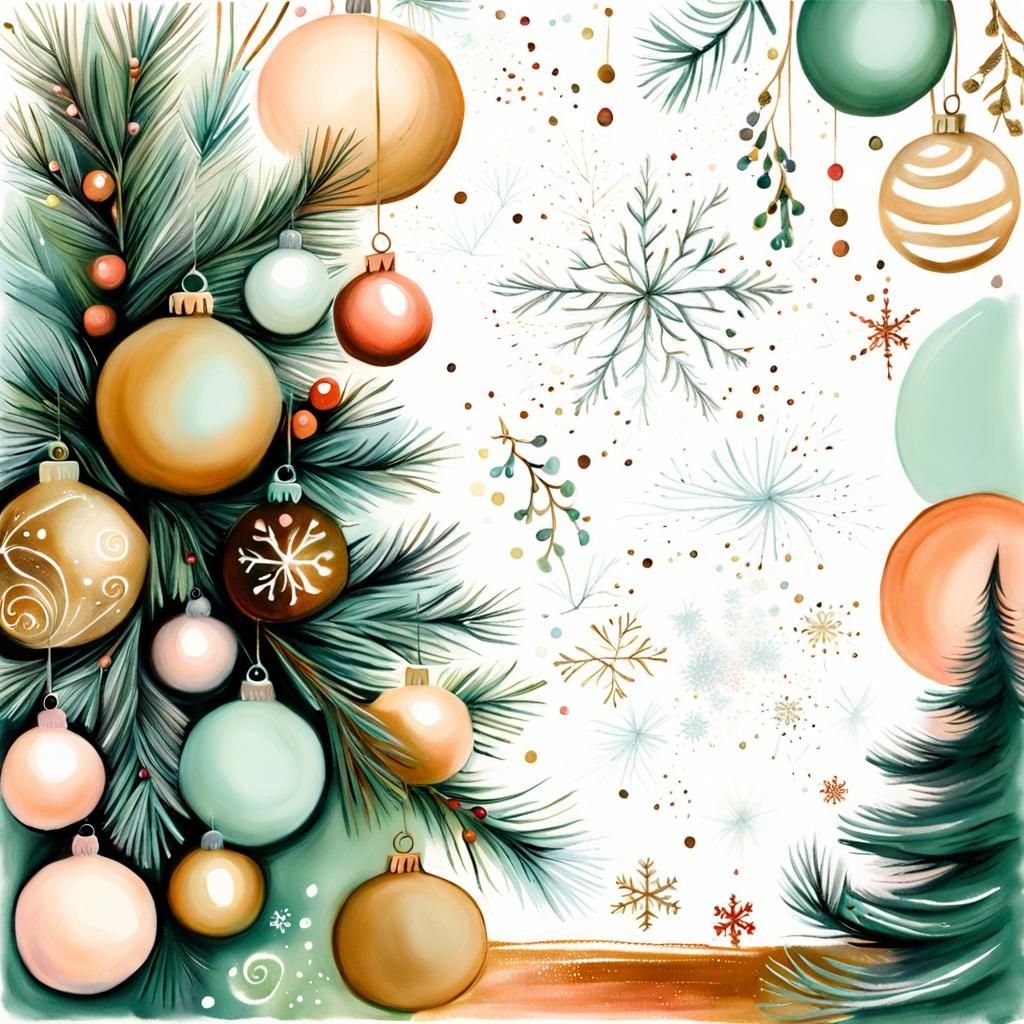 Whimsical Christmas Scene in Soft Pastels