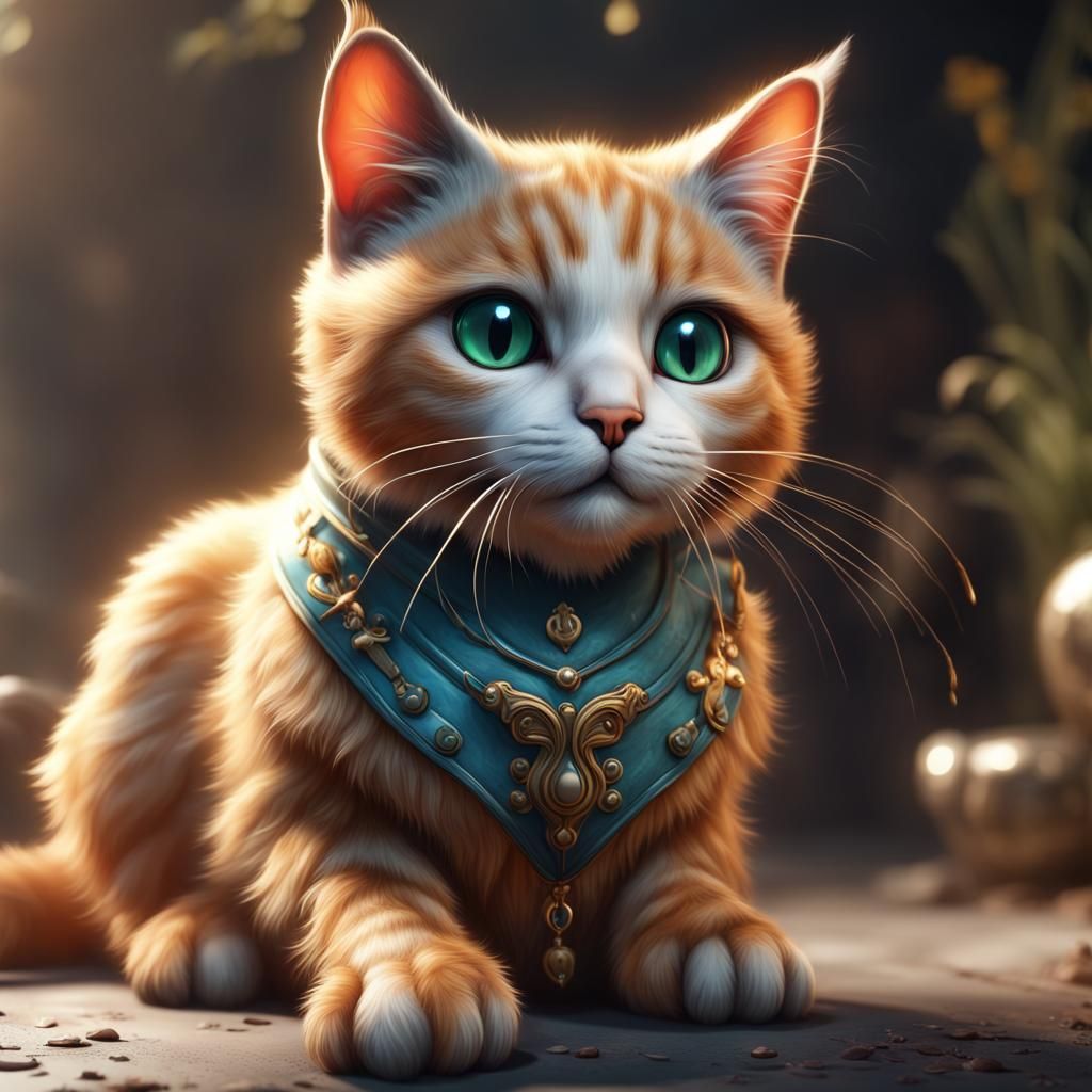 Cute Realistic Cat in Detailed Matte Painting