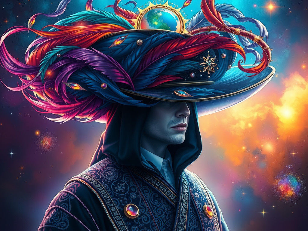 Mystifying Figure in Velvet with Ornate Hat