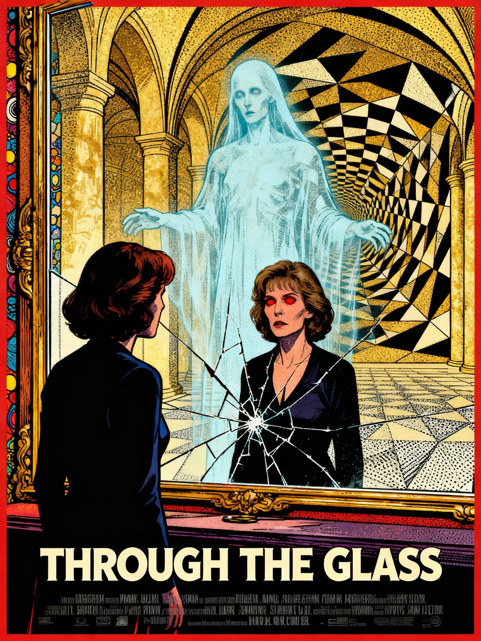 Modern Horror Movie Poster: Possessed Woman & Ghostly Figure