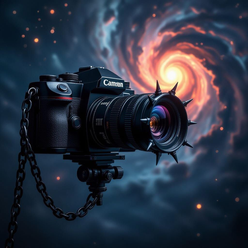 Gothic Metal Camera Captures Swirling Galaxy