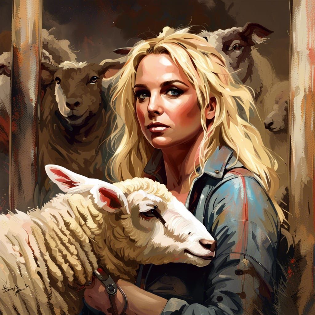 Farmer Portrait in Polychromatic Digital Art Style