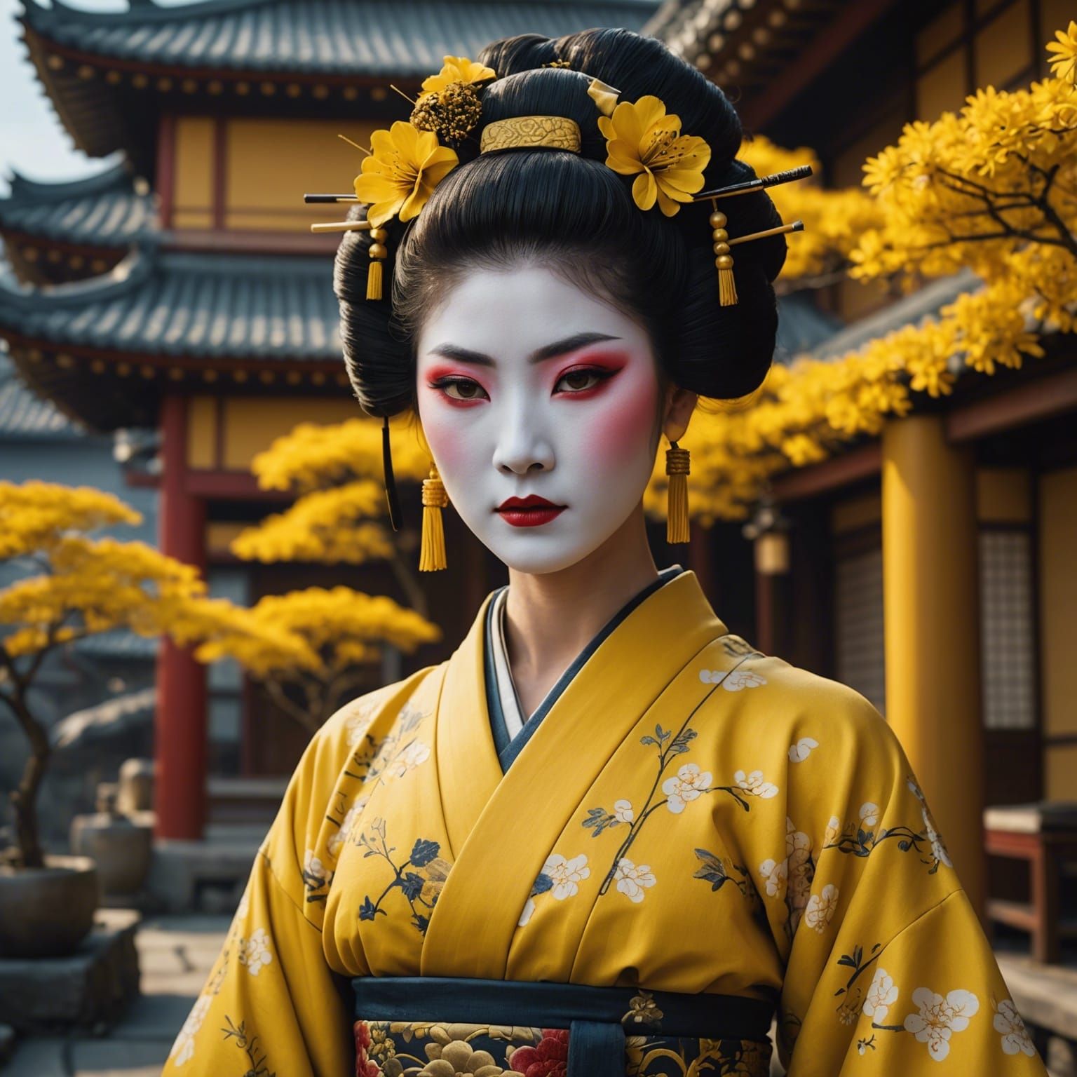 Beautiful Geisha in Traditional Japanese Setting