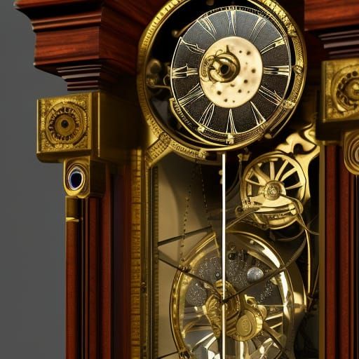 Ornate Grandfather Clock in Detailed Digital Art