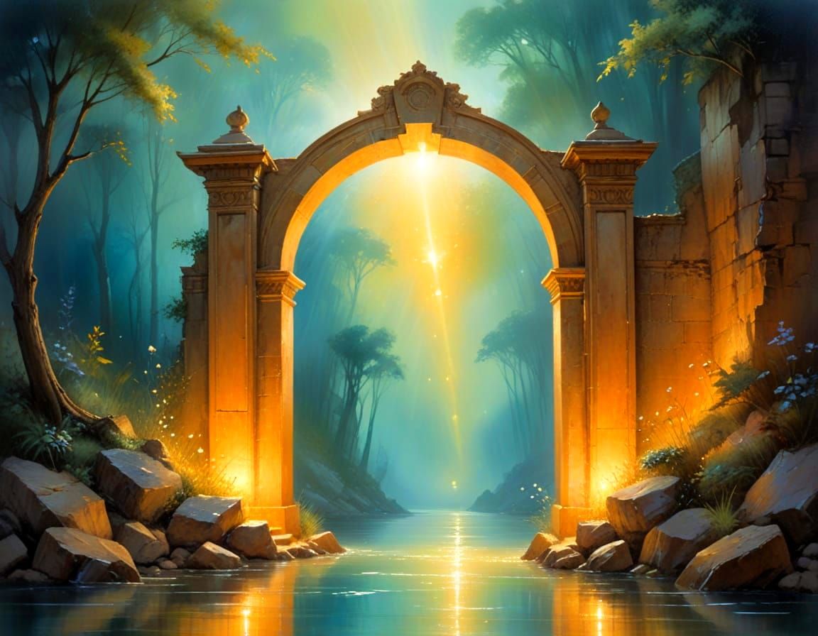 Luminous Gateway Painting in Abstract Style