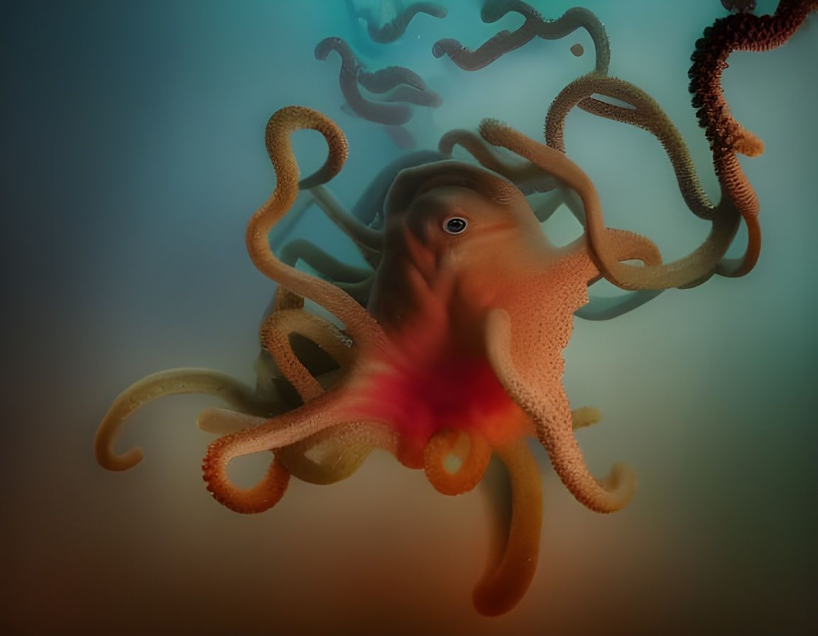 Hyperrealistic Octopus in Surreal Underwater Scene