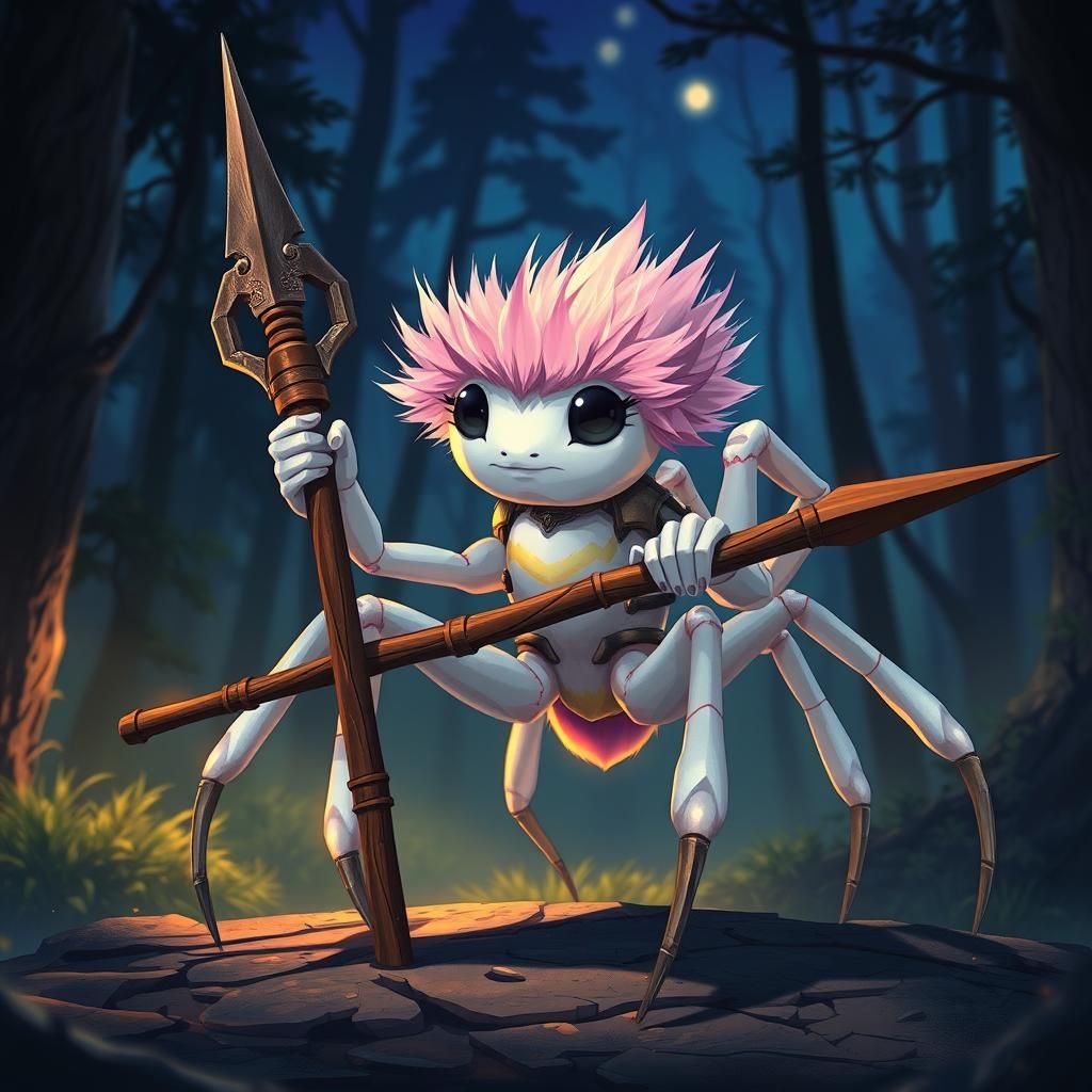 Heroic Spider in Twilight Forest, Anime-Inspired Art