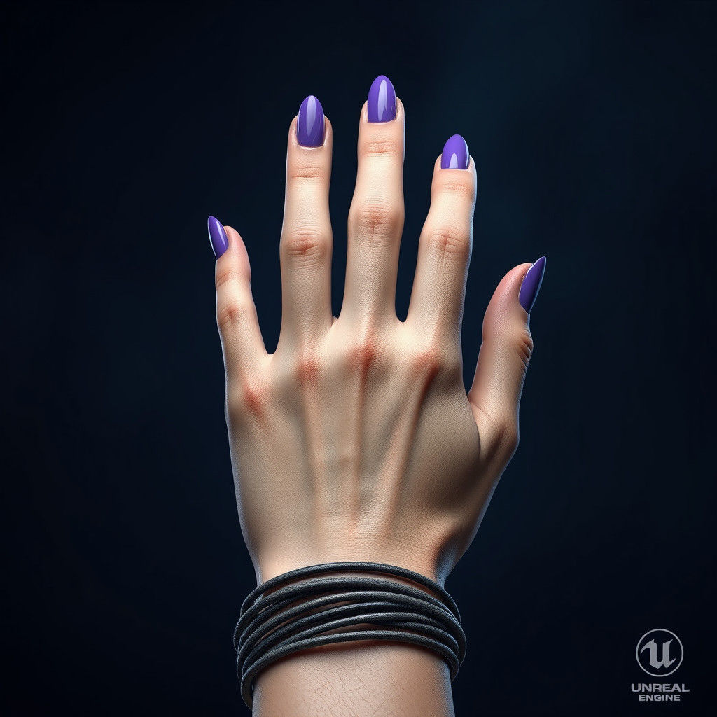 Elegant Hand with Purple Nails Fantasy Concept