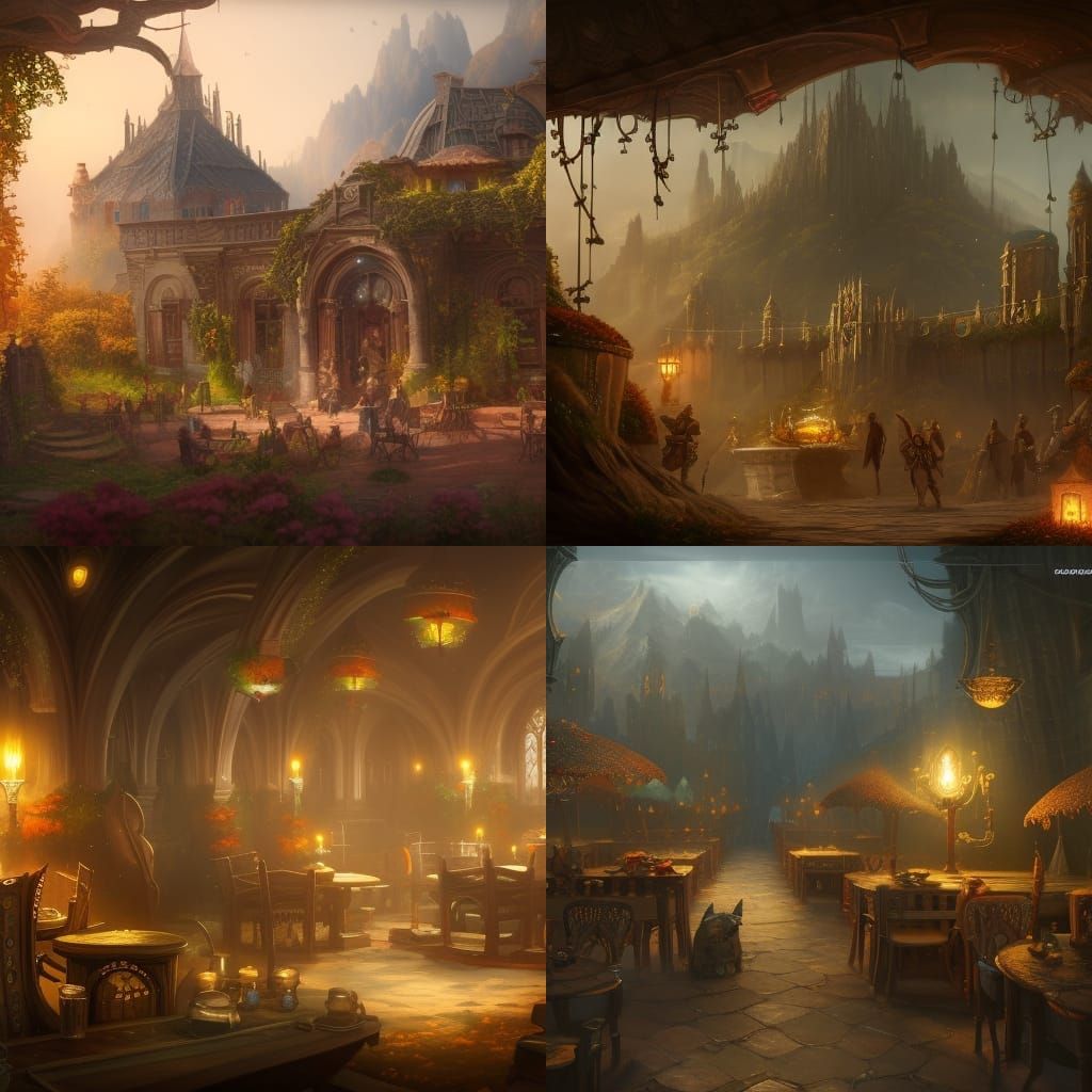 Fantastical Knight Cafe Concept Art in Deep Color