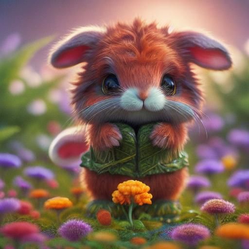 Bunny Eating Carrot in Detailed Matte Painting