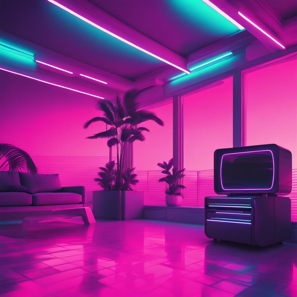 Synthwave Neon Retro Vaporwave Scene