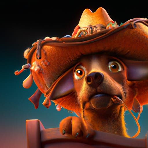 Dog in Cowboy Hat: Dark Fantasy Concept Art
