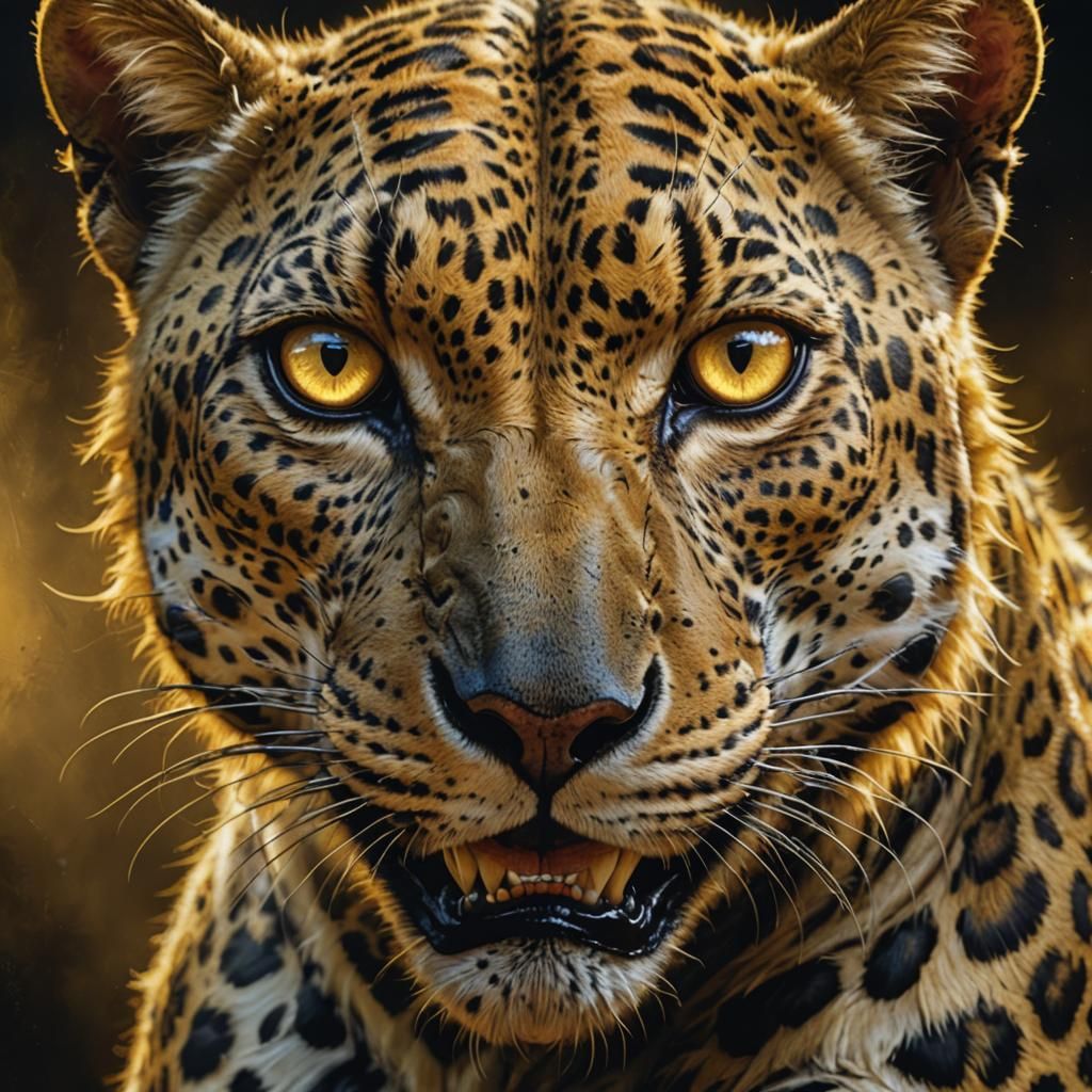 Leopard-Alien Hybrid Portrait in Fantasy Art Style