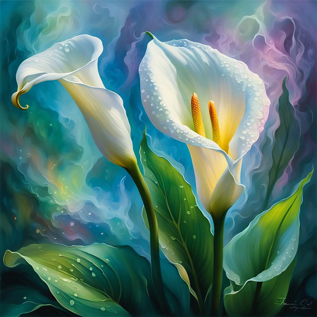 Ethereal Calla Lily in Neo-Impressionist Style