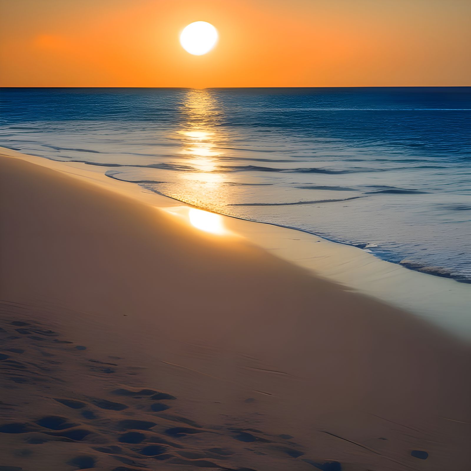 Golden Sunlight on a Deserted Beach