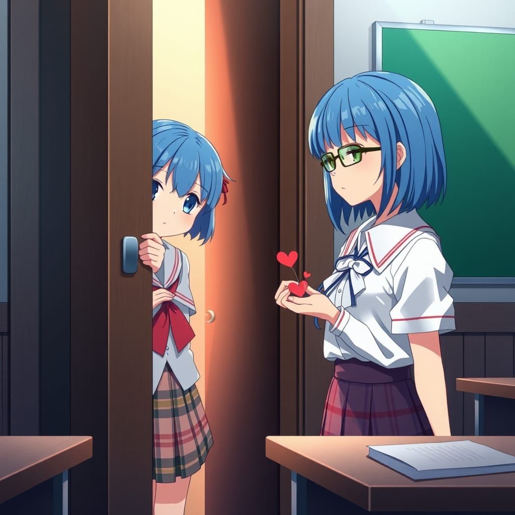 Anime School Scene in Studio Trigger Style