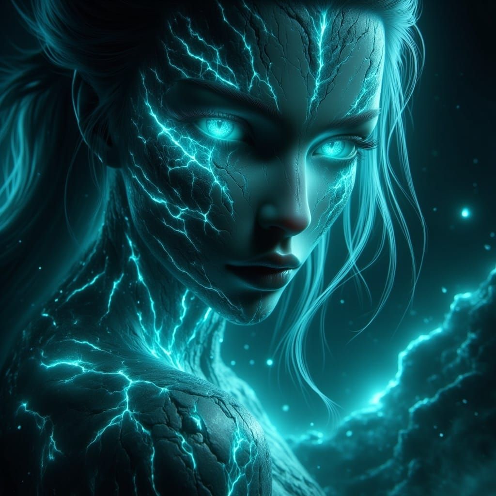 Ethereal Alien Woman on Dark Plain