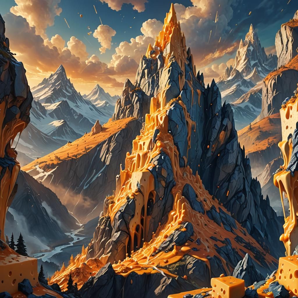 Majestic Cheese Mountain in Fantasy Concept Art