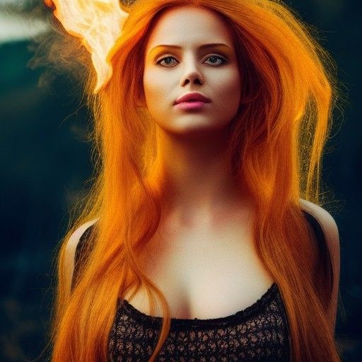 Fire Goddess with Golden Hair of Fire
