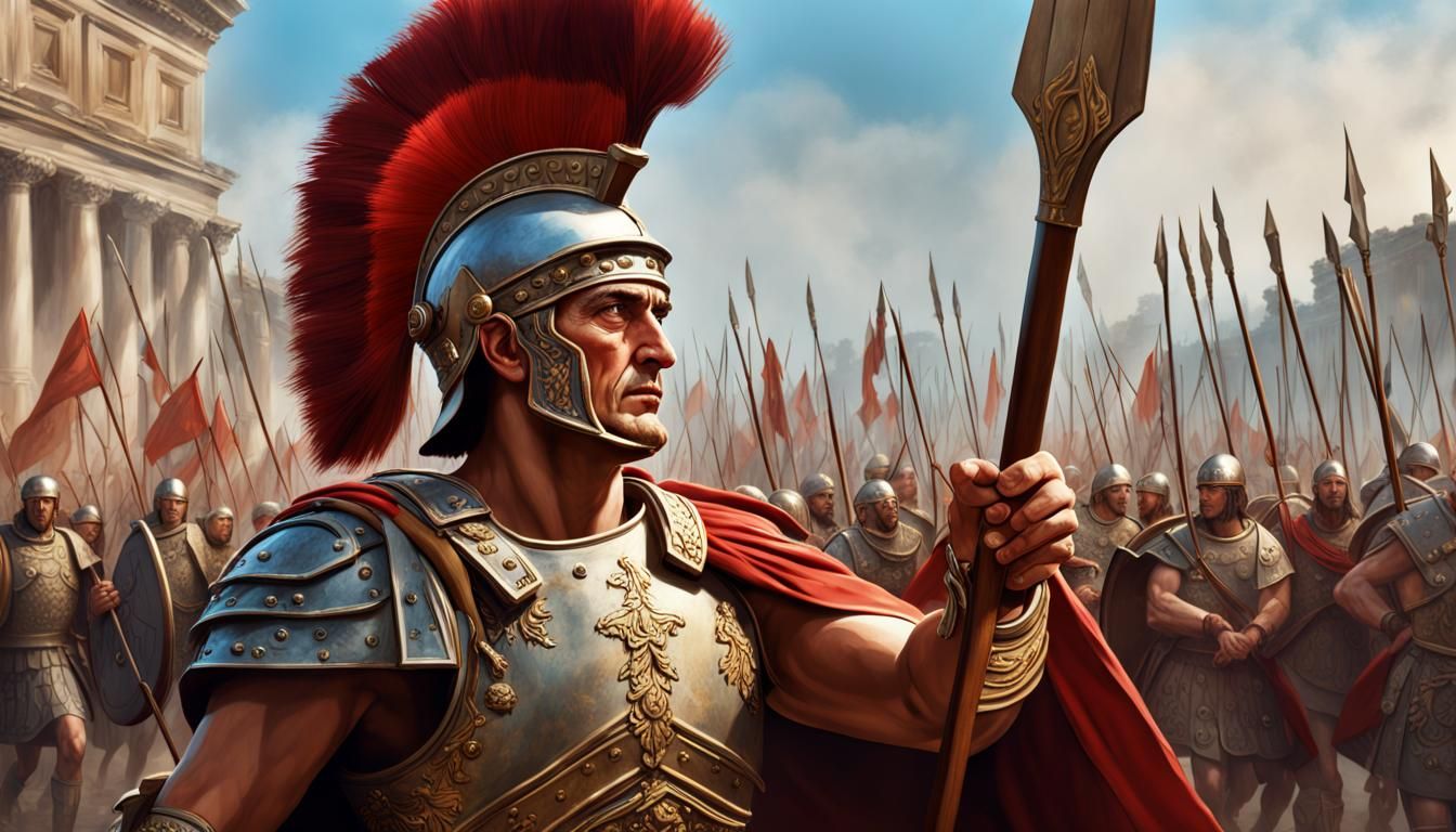 Caesar's Legions Marching on Gaul in Hyperrealism