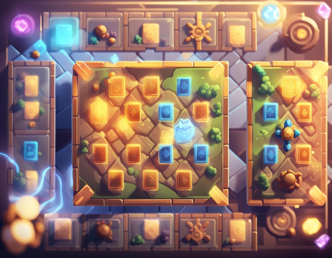 Minimalist Card Tiles with Animated Units in Digital Art