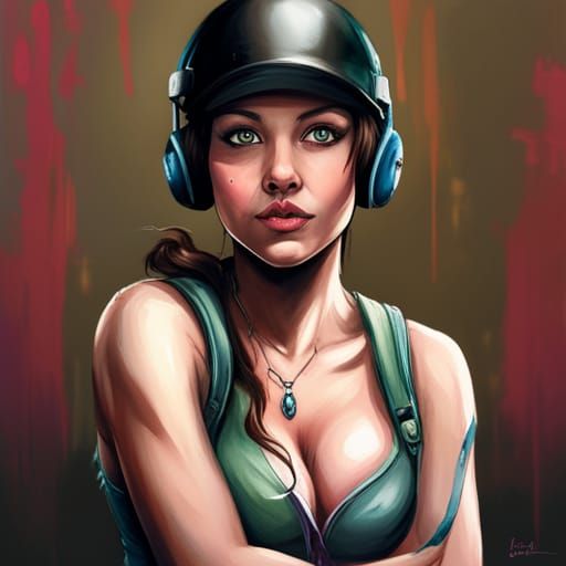 Cute Gamer Girl in Colorful Graffiti Splash Art