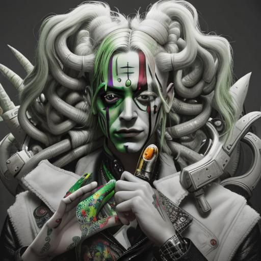 Green Faced Man: Cyberpunk Surrealism for Album Art