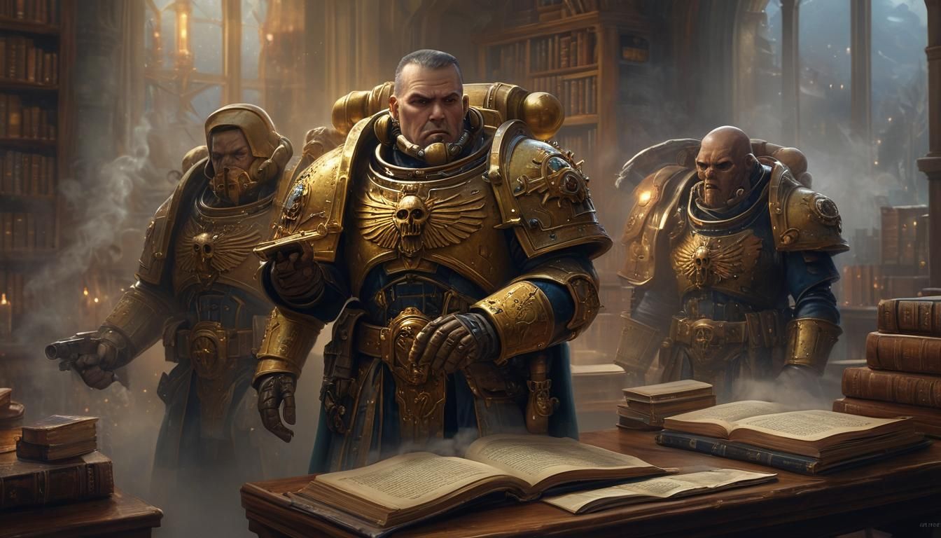 Space Marines Study: Ethereal Fantasy Portrait in Golden Lig...