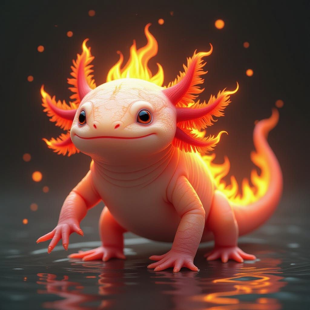 Fiery Axolotl: A Sci-Fi Digital Art Creation