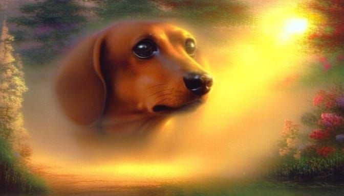 Ethereal Giant Dachshund in Luminous Mist